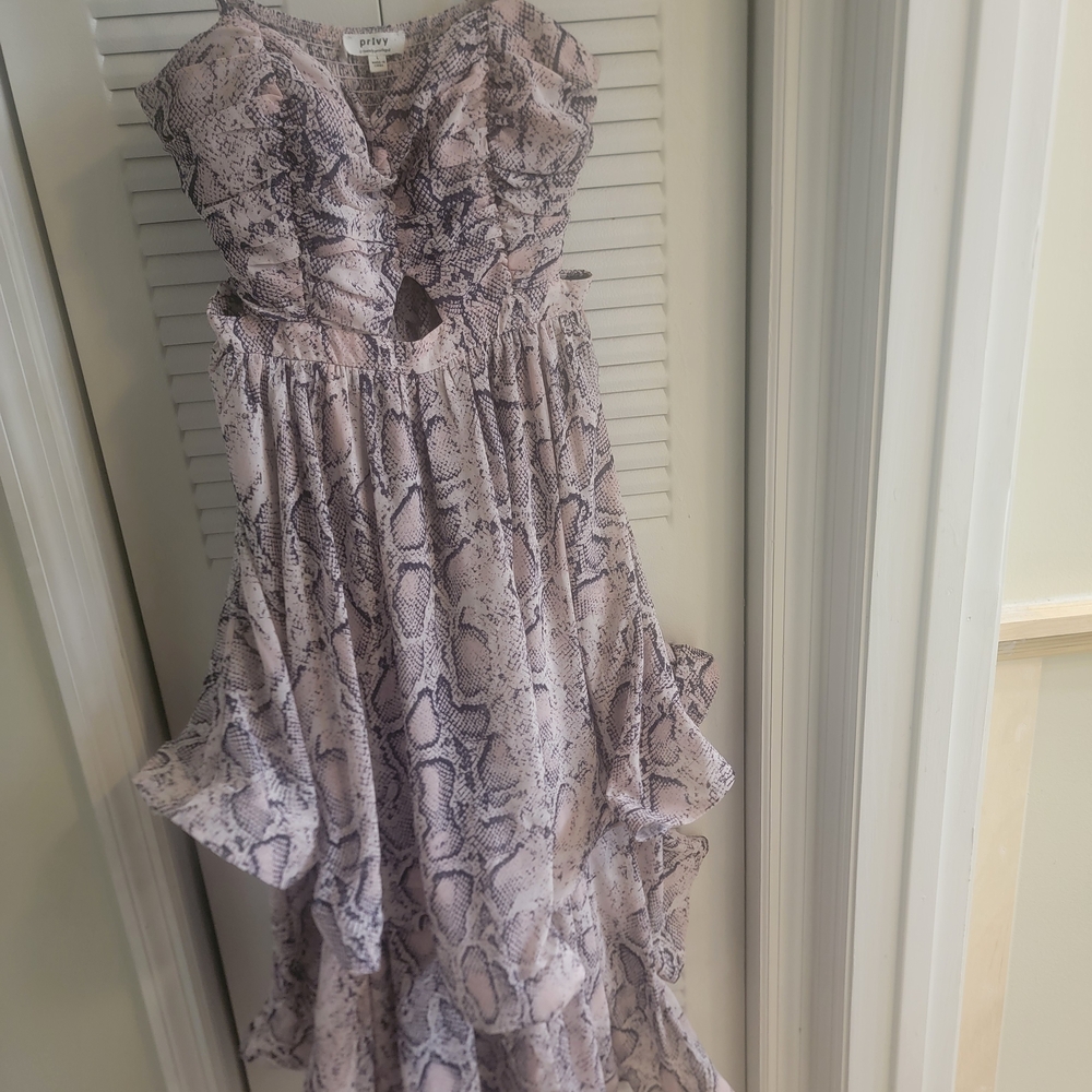 Snakeskin Print Strapless Dress